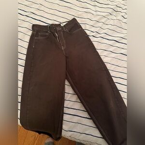ZARA The Straight Cropped High Rise Chocolate Brown Jeans  Size 4